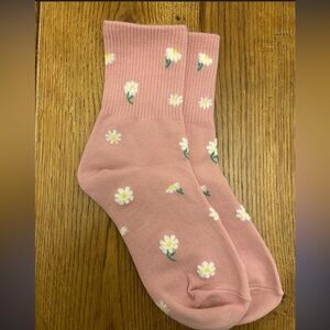 Floral ankle sock pink white Socks